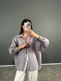 Lulu Gri Oversize Salaş GömlekGausGÖMLEKGU004759