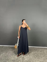 Negundo Antrasit Askılı Rahat Kesim Tensel ElbiseGausELBİSEGU008424