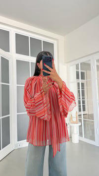 Orange Çizgili Astarlı Fular Detaylı Gömlek GAUS-01856GAUSShirtGAUS-01856