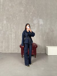 Vanola Lacivert Belden Kuşaklı Tasarım Premium Denim Takım GausTAKIMGU100491