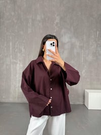 Mürdüm Poplin Oversize Gömlek Gaus00066GausGÖMLEKGU1001149
