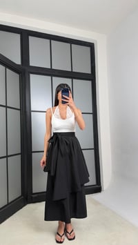 Siyah İthal Tencel Kumaş Tasarım Etek Pantolon GAUS-01412GAUSPANTOLONGAUS-01412