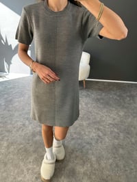 Piel Gri Triko Kısa Kol ElbiseGausELBİSEGU002985