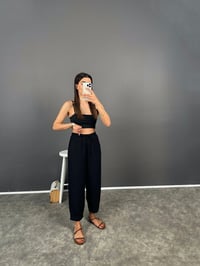 Lonsa Siyah Müslin Kumaş PantolonGausPANTOLONGU008343