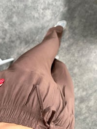 Flay Kahverengi İthal Kumaş ZR Model Bel Bağlamalı Rahat PantolonGausPANTOLONGU008846