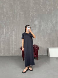 Velis Füme Bisiklet Yaka Pike Modal Basic Yırtmaçlı ElbiseGausELBİSEGU100925