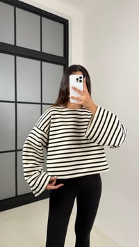Beyaz Çizgili Şardonlu Crop Kazak GAUS-00132GAUSSweaterGAUS-00132