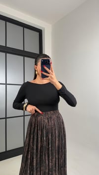 Kahve Desenli Beli Lastikli Astarlı Şifon Etek GAUS-00923GAUSETEKGAUS-00923