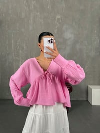 Runo Pembe V Yaka Müslin GömlekGausGÖMLEKGU100903
