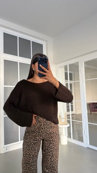 Acı Kahve Kayık Yaka Triko Bluz GAUS-02026GAUSBlouseGAUS-02026