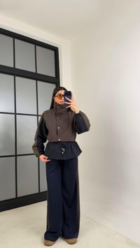 Acı Kahve Beli Lastikli Paraşüt Detaylı Ceket Pantolon Takım GAUS-01077GAUSTAKIMGAUS-01077