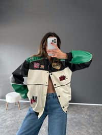 Wang Yeşil Deri Bomber CeketGausCEKETGU002496