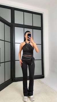 Siyah OYS Model Fiyonk Detaylı Crop Tayt Takım GAUS-01407GAUSTAKIMGAUS-01407