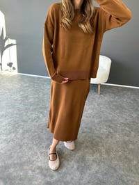 Laydia Kahve Triko Etekli İkili TakımGausTAKIMGU002836