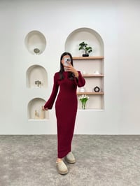 Dale Bordo Bisiklet Yaka Triko Tasarım ElbiseGausELBİSEGU00903561
