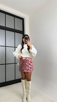 Pembe Pul Detaylı Astarlı Mini Etek GAUS-00935GAUSETEKGAUS-00935