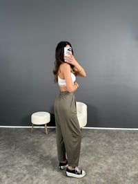 Tanya Haki Yazlık Modal Kumaş Harem PantolonGausPANTOLONGU004586