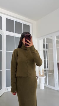 Yeşil Hırka Beli Lastikli Etek İkili Triko Takım GAUS-02184GAUSTAKIMGAUS-02184