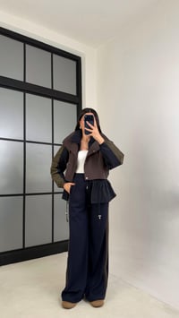 Acı Kahve Beli Lastikli Paraşüt Detaylı Ceket Pantolon Takım GAUS-01077GAUSTAKIMGAUS-01077
