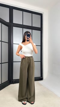 Yeşil Beli Lastikli Tencel Denim Pantolon GAUS-01474GAUSDENİM PANTOLONGAUS-01474