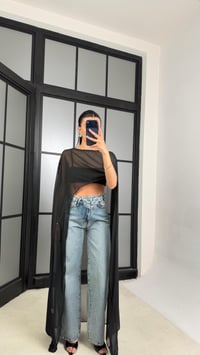 Siyah Şifon Maxi Boy Pelerin GAUS-01457GAUSBLUZGAUS-01457