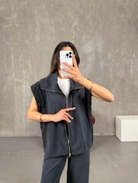 Lacivert Modal Kumaş Yelekli Takım Gaus00062GausTAKIMGU1001143