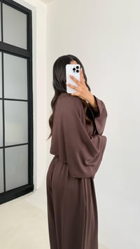 Acı Kahve Yarasa Kol Crop Beli Lastikli Pantolon OYS Muadil Modal Takım GAUS-0080GAUSTAKIMGAUS-0080