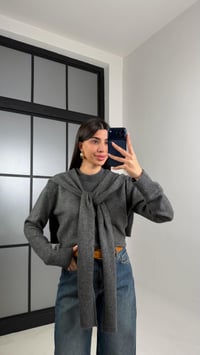 Antrasit Şal Detaylı Triko Kazak GAUS-00862GAUSKAZAKGAUS-00862