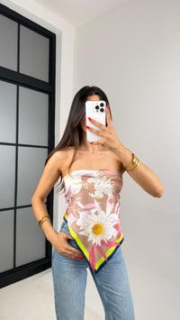 Çok Renkli Sırt Bağlamalı Saten Bluz GAUS-0024GAUSBLUZGAUS-0024