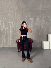 LO Çift Fermuarlı Siyah İspanyol Paça TaytGausTAYTGU00903924