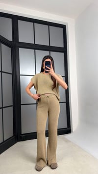 Vizon Sıfır Kol Tshirt Beli Lastikli Pantolon Triko Takım GAUS-01238GAUSTAKIMGAUS-01238