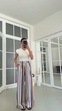 Lacivert Beli Lastikli Şeritli Pantolon GAUS-01824GAUSPantsGAUS-01824