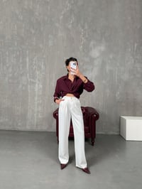 Sagura Beyaz Beli Lastikli Cepli Premium PantolonGausPANTOLONGU100564