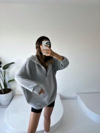Easy Gri Oversize Çıt Çıtlı Üç İplik Şardonlu  SweatshirtGausSWEATSHIRTGU002106
