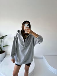 Easy Gri Oversize Çıt Çıtlı Üç İplik Şardonlu  SweatshirtGausSWEATSHIRTGU002106