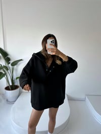 Easy Siyah Oversize Çıt Çıtlı Üç İplik Şardonlu SweatshirtGausSWEATSHIRTGU002104
