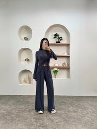 Katty Gri Sandy Kumaş Büzgülü Üst Alt TakımGausTAKIMGU00903415