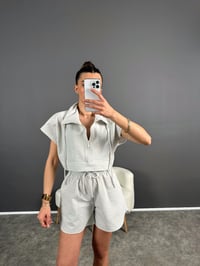 Muadil Gri Paraşüt Kumaş Şortlu TakımGausTAKIMGU004724