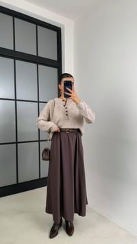 Acı Kahve Beli Lastikli Cepli Tencel Etek GAUS-00670GAUSETEKGAUS-00670