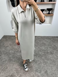Vole Taş Oys Modal Kumaş Polo Yaka Yırtmaçlı Elbise GausELBİSEGU008930