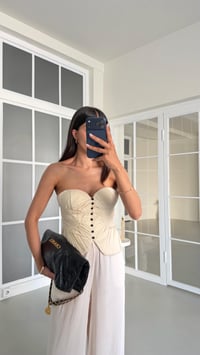 Krem Pileli Düğme Detaylı Tasarım Korse GAUS-01621GAUSBlouseGAUS-01621