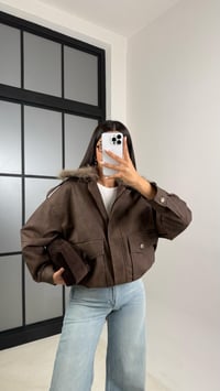 Kahve Çıkarılabilir Kürk Yaka Premium Süet Deri Mont GAUS-00500GAUSMONTGAUS-00500