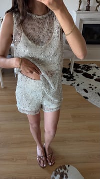 Ekru Muadil Astarlı Pullu Şort GAUS-01651GAUSŞORTGAUS-01651