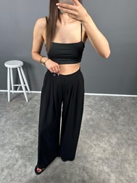 Sesto Siyah Salaş Düğmeli Bol PantolonGausPANTOLONGU008232