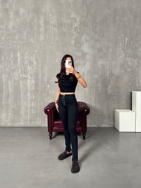 LO Tek Fermuarlı Siyah Yırtmaç Paça TaytGausTAYTGU00903925