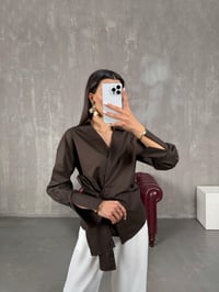 Zed Acı Kahve Bağlamalı Poplin GömlekGausGÖMLEKGU100918
