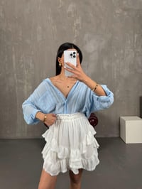Beyaz Şort Astarlı Volanlı Mini Etek Gaus00078 GausETEKGU1001181