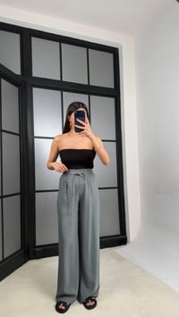 Yeşil Beli Lastikli Tencel Pantolon GAUS-01331GAUSPANTOLONGAUS-01331