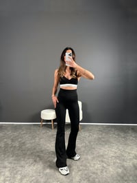 Oysh Siyah İspanyol Paça Pantolon GausPANTOLONGU004112