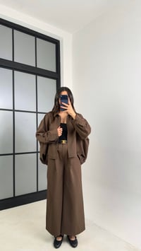 Kahve Gömlek Beli Lastikli Pantolon İthal Kumaş Takım GAUS-00799GAUSSuitsGAUS-00799